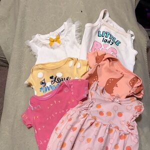 Assorted Baby Onesies and Dress Set